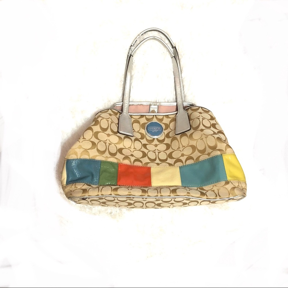 Coach signature multi colored shoulder bag…